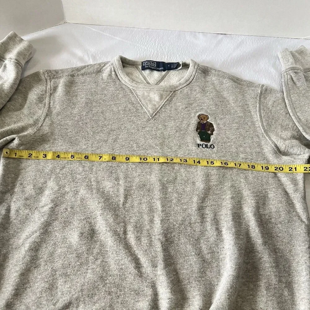 $198 Polo Ralph Lauren Polo Bear Crewneck Sweatshirt Heather Gray Size Medium